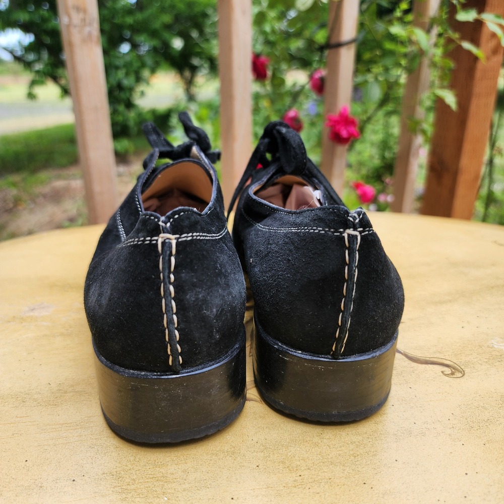Quercioli Firenze US 8.5 Black Suede Lace Up Shoes Italy Artisan Vibram Sole - Picture 4 of 7